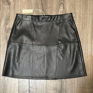 Black Leather-Look Mini Skirt